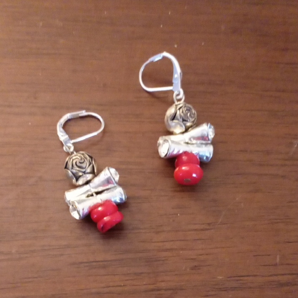Elegant Red and Silver Earrings